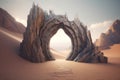 Gate entrance fantasy in dune digital art. Generate ai