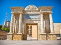 Gate on famous Roman bridge over the Guadalquivir river Royalty Free Stock Photo