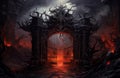 Gate fire hell. Generate Ai Royalty Free Stock Photo