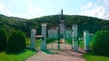 The gate and garden of Greek Catholic Nunnery in Hoshiv, Ukraine