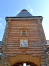 Gate with a gateway icon of the Reverend Trifon Pechengsky. Murmansk region