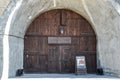 The gate of the grocery store grotto. Shop in the rock. Wine Vault.