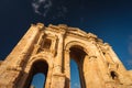 Gate of Hadrian in the ancient Roman in Jordanian city of Jerash, Jordan, Arab Royalty Free Stock Photo