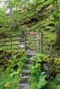 Gate through the Hodge Close walk, Coniston, in the Lake District, in August, 2020.