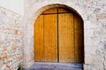 Gate home portal of classical entrance arch door house luxury restored stones facade Royalty Free Stock Photo