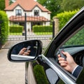 Gate home security with remote control technology and automatic driveway entrance access system Royalty Free Stock Photo
