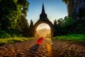 Gate of Khao Na Nai Luang Dharma Park at sunrise in Surat Thani, Thailand