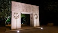 Gate of the Kiss at night, sculpture by Constantin Brancusi Royalty Free Stock Photo