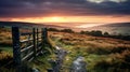 English Countryside Path: Serene Landscape Photography With Stone Fence Royalty Free Stock Photo