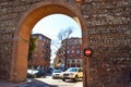 Street under arched gate in Verona fortress wall Italy Royalty Free Stock Photo