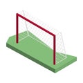 Gate for playing soccer in isometric, vector illustration.