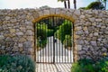 Gate portal of classical entrance door house luxury restored stones facade