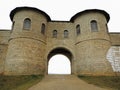 Reconstructed Roman gateway with watchtowers