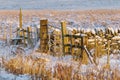 Gate and stile covered in snow in the Northumberland countryside in winter 2022