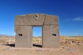 Gate of the Sun. Kalasasaya Temple. Tiwuanaku Archaeological site. Bolivia Royalty Free Stock Photo