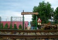 Entrance next to the train track to the Olimp beach in Romania. Royalty Free Stock Photo