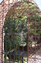 A gate to the garden in the palace of the city of Tangier. Royalty Free Stock Photo