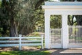 The gate to Rosedown Plantation.