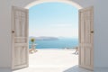 Gate to the sea view - Santorini island style Royalty Free Stock Photo