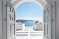 Gate to the sea view - Santorini island style Royalty Free Stock Photo