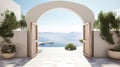 Gate to the sea view - Santorini island style Royalty Free Stock Photo