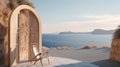 Gate to the sea view - Santorini island style Royalty Free Stock Photo