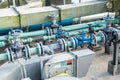 Gate valve, Y strainer rust filters, Automatic Control Valves (ACV) Water pipe system Engineering Royalty Free Stock Photo