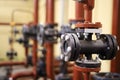 Gate valves and water pipeline on industrial plant Royalty Free Stock Photo