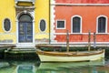 Gate venice colorful buildings moored boat canal italy venetian