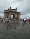 Gate way of india during rain mumbai Royalty Free Stock Photo
