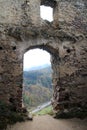 Gate and window in ruins of Starhrad castle in ÃÂ½ilina region Royalty Free Stock Photo