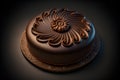 Gateau Fondant au Chocolat on black background created with generative AI technology Royalty Free Stock Photo