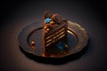 Gateau Fondant au Chocolat on black background created with generative AI technology Royalty Free Stock Photo