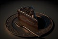 Gateau Fondant au Chocolat on black background created with generative AI technology Royalty Free Stock Photo