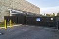 The gated entrance to a restricted parking lot in Grants Pass, Oregon, USA - October 30, 2022