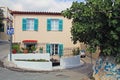 Gated Shuttered Home on a Narrow Street in Athens, Greece