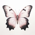 Gatekeeper Butterfly: Realistic Pink And Black Wings On White Background