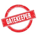 GATEKEEPER text on red grungy round stamp