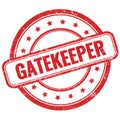 GATEKEEPER text on red grungy round rubber stamp