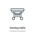Gateleg table outline vector icon. Thin line black gateleg table icon, flat vector simple element illustration from editable Royalty Free Stock Photo