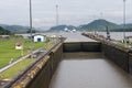 Gates and basin of Miraflores Locks Royalty Free Stock Photo