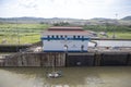 Gates and basin of Miraflores Locks Panama Canal Royalty Free Stock Photo