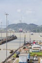 Gates and basin of Miraflores Locks Panama Canal Royalty Free Stock Photo