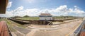 Gates and basin of Miraflores Locks Panama Canal Royalty Free Stock Photo