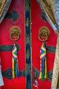 Gates and colorful decorations of Tibetan Buddhist monasteries in Tibet Royalty Free Stock Photo