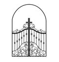 Gates forged sketch. Artistic forging. Iron door design. Vector illustration isolated on white background. Exterior. Garden gate Royalty Free Stock Photo