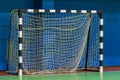 Gates for futsal, handball in gym. An open soccer or handball field with goal for game. Equipment for football, indoor soccer or Royalty Free Stock Photo