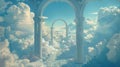 Gates of Heaven. Sky landscape with archway and clouds Royalty Free Stock Photo