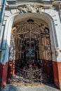 Gates of mansion with old-time forged decorative lattice Royalty Free Stock Photo