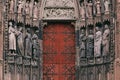 Gates and statues of the Cathedral in Strasbourg Royalty Free Stock Photo